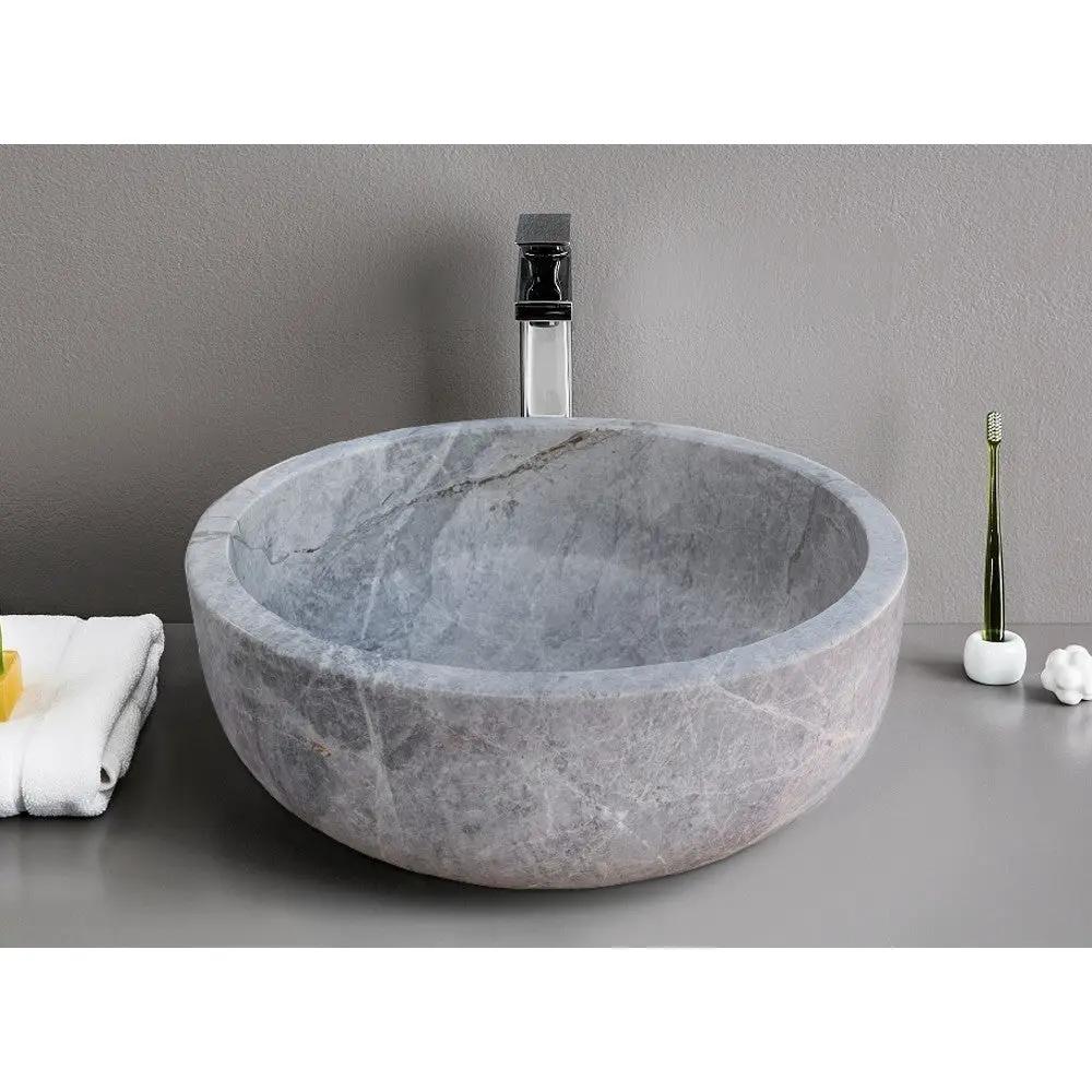 Sirius Silver Marble Vessel Sink Polished Finish 16 x 6 Inches by GobekDesign