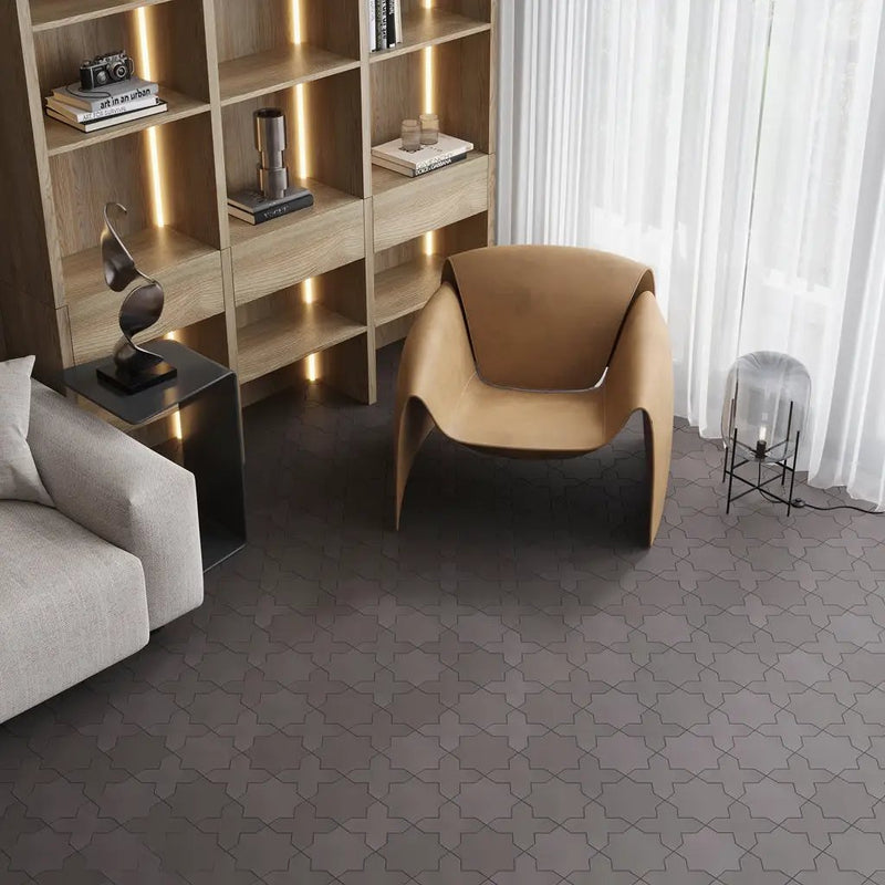 Graphite Black 7x7 Matte Star Porcelain Tile (34 pack, 5.31 sq ft/case) by Apollo Tile