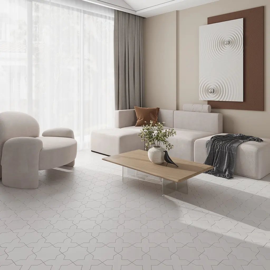 Light Gray 7x7 Matte Star Porcelain Tile (34 pack, 5.31 sq ft/case) by Apollo Tile