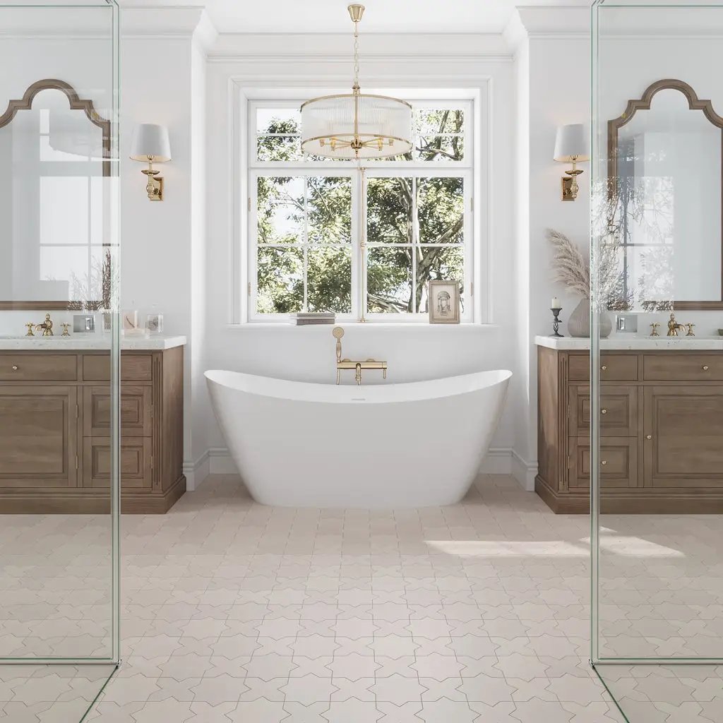 Ecru Taupe 7x7 Matte Star Porcelain Tile (34 pack, 5.31 sq ft/case) by Apollo Tile