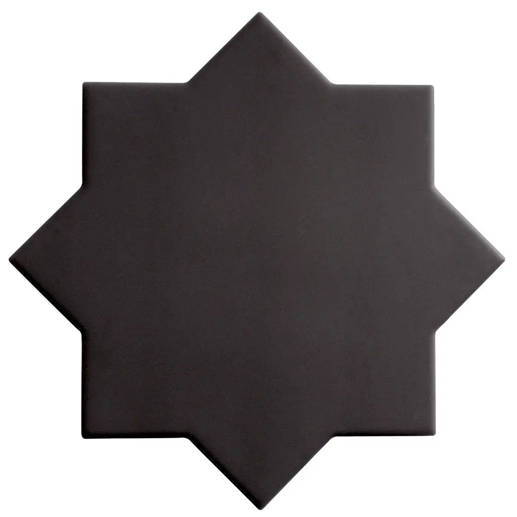 Graphite Black 7x7 Matte Star Porcelain Tile (34 pack, 5.31 sq ft/case) by Apollo Tile