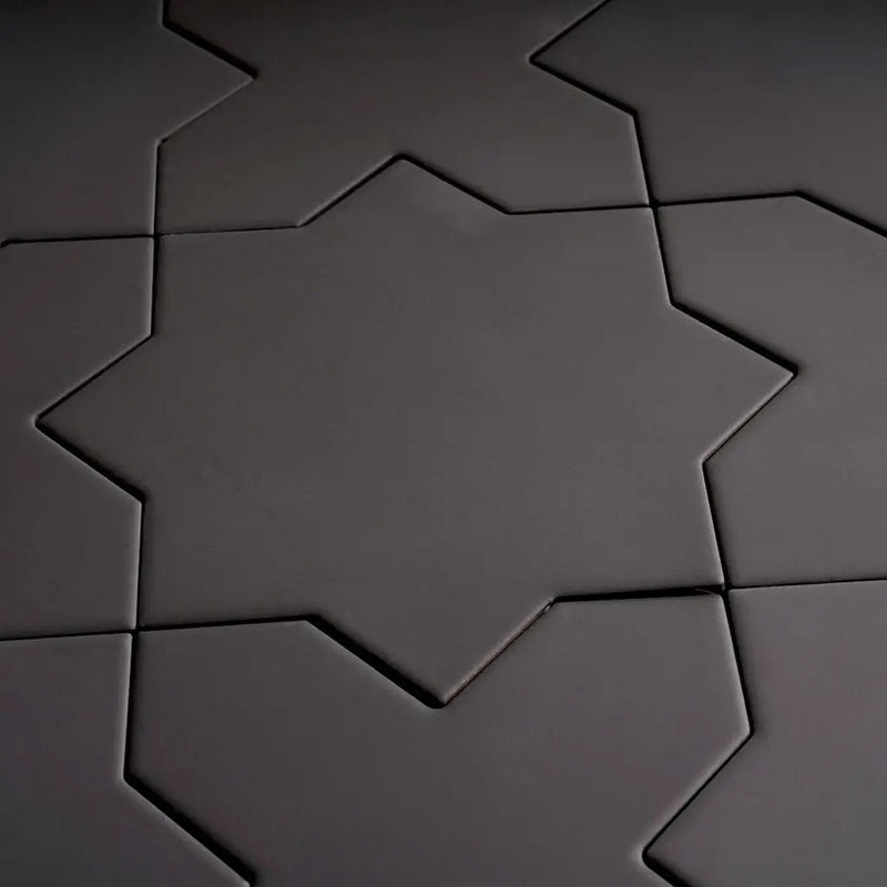 Graphite Black 7x7 Matte Star Porcelain Tile (34 pack, 5.31 sq ft/case) by Apollo Tile