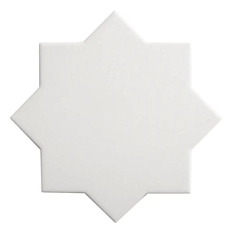 Pure White 7x7 Matte Star Porcelain Tile (34 pack, 5.31 sq ft/case) by Apollo Tile