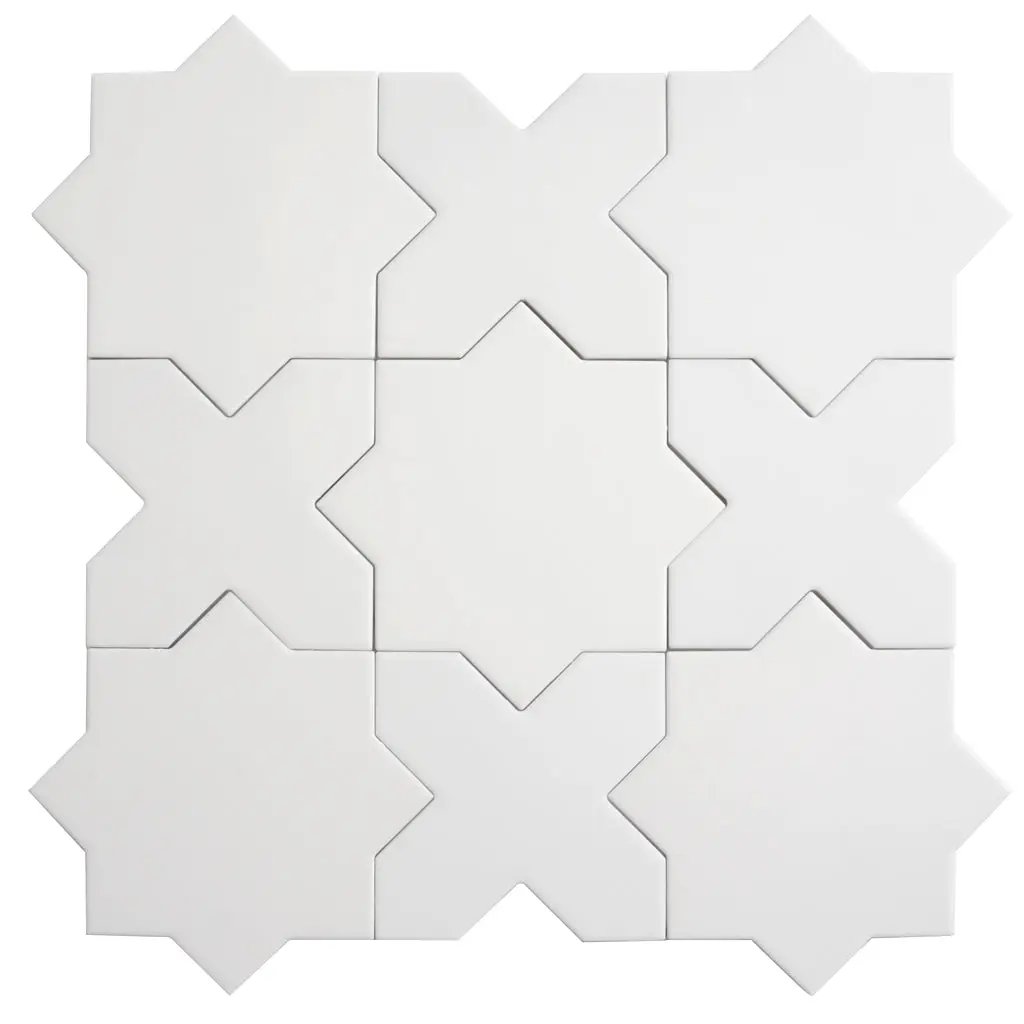 Pure White 7x7 Matte Star Porcelain Tile (34 pack, 5.31 sq ft/case)