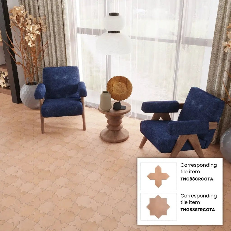 Terracotta 7x7 Matte Star Porcelain Tile (34 pack, 5.31 sq ft/case) by Apollo Tile
