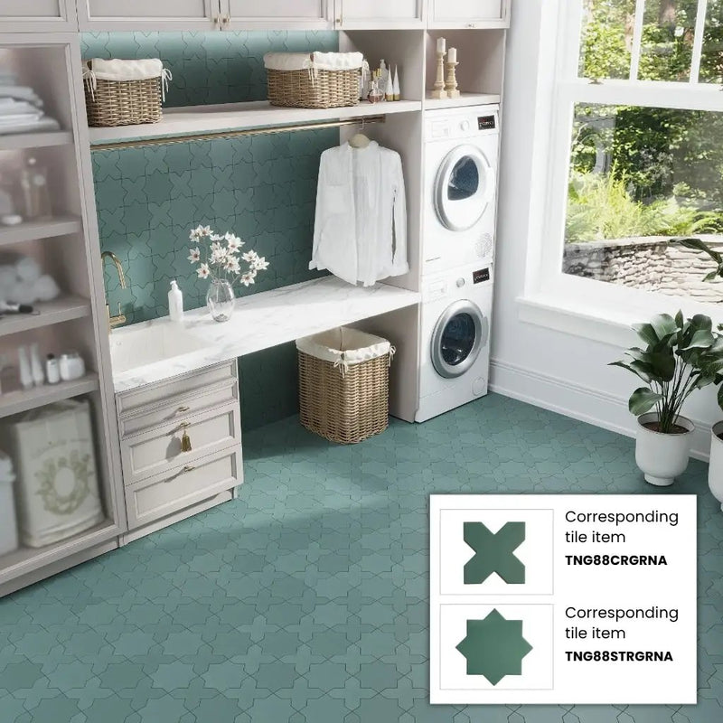 Sage Green 5x5 Matte Cross Porcelain Tile (34 pack, 5.31 sq ft/case) by Apollo Tile