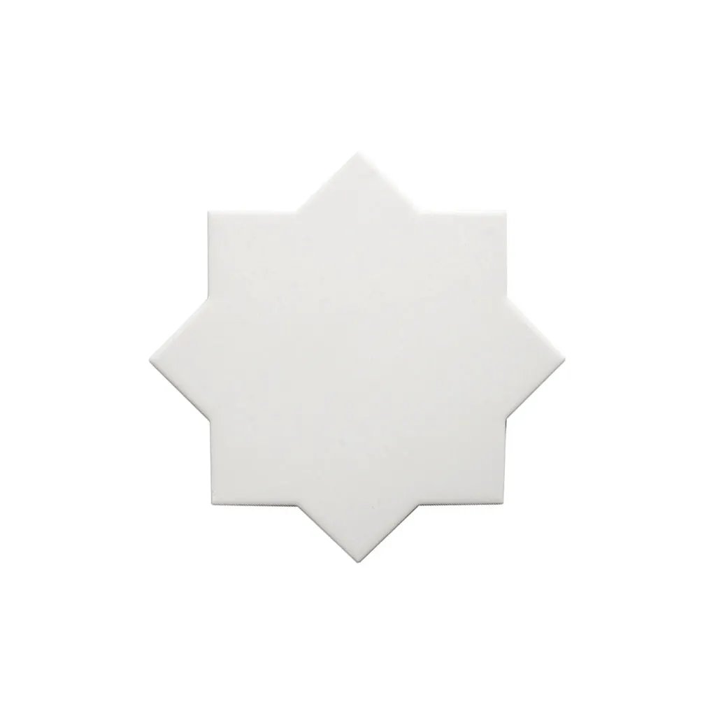 Pure White 7x7 Matte Star Porcelain Tile (34 pack, 5.31 sq ft/case) by Apollo Tile
