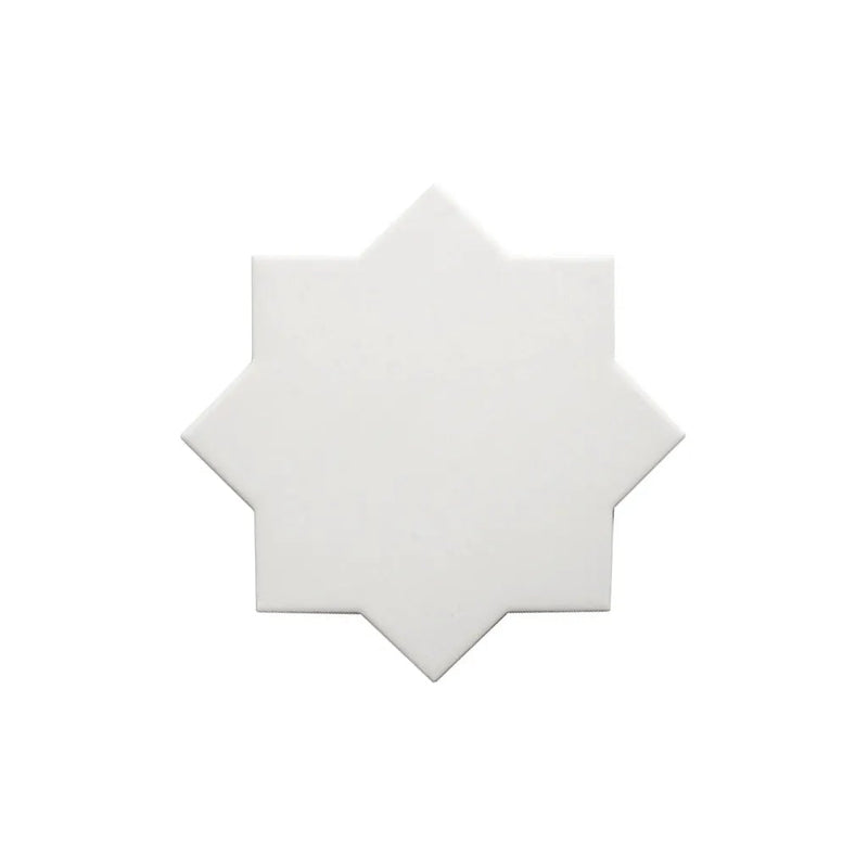 Pure White 7x7 Matte Star Porcelain Tile (34 pack, 5.31 sq ft/case) by Apollo Tile