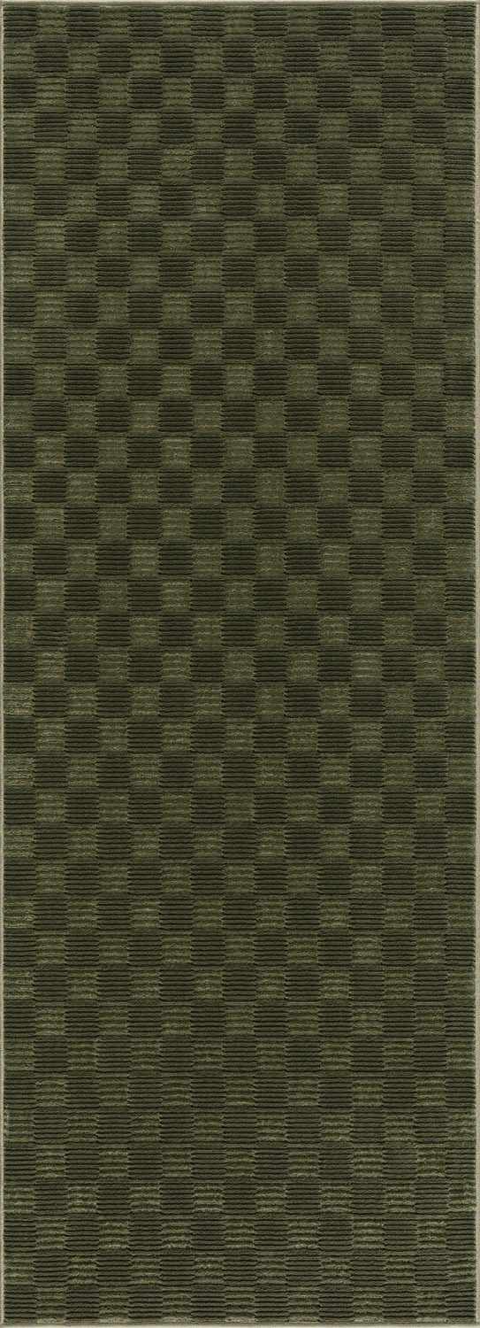 Truls 3D Checkered Washable Rug - Green by Boutique Rugs