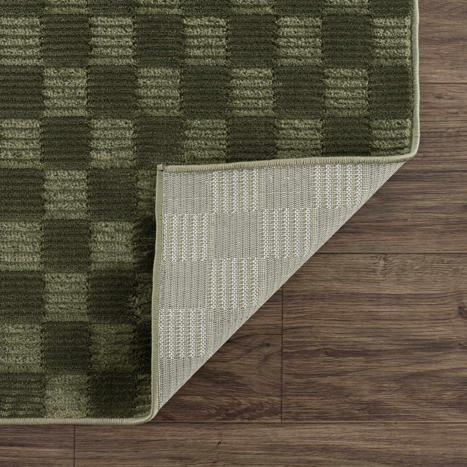 Truls 3D Checkered Washable Rug - Green by Boutique Rugs