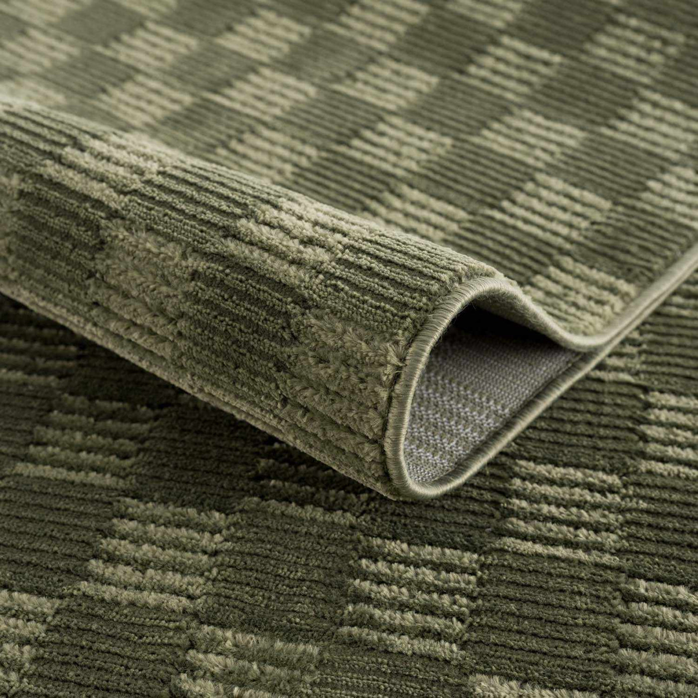 Truls 3D Checkered Washable Rug - Green by Boutique Rugs