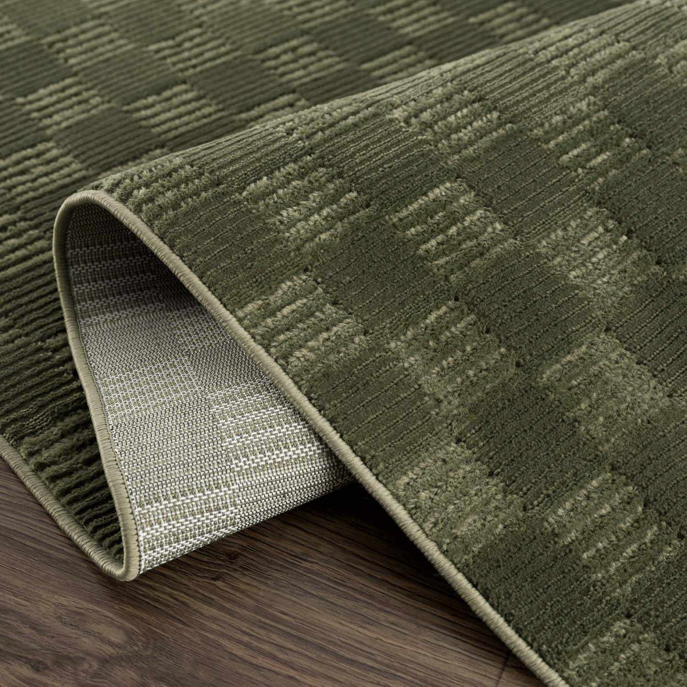 Truls 3D Checkered Washable Rug - Green by Boutique Rugs