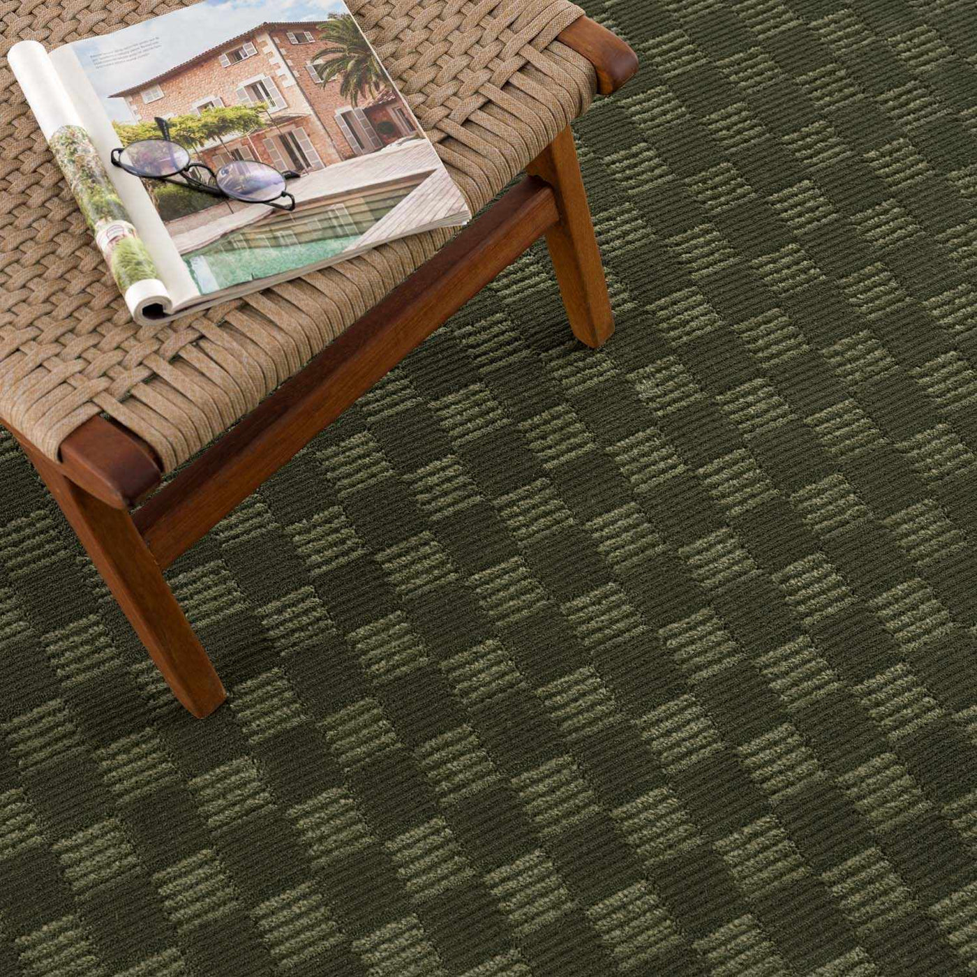 Truls 3D Checkered Washable Rug - Green by Boutique Rugs