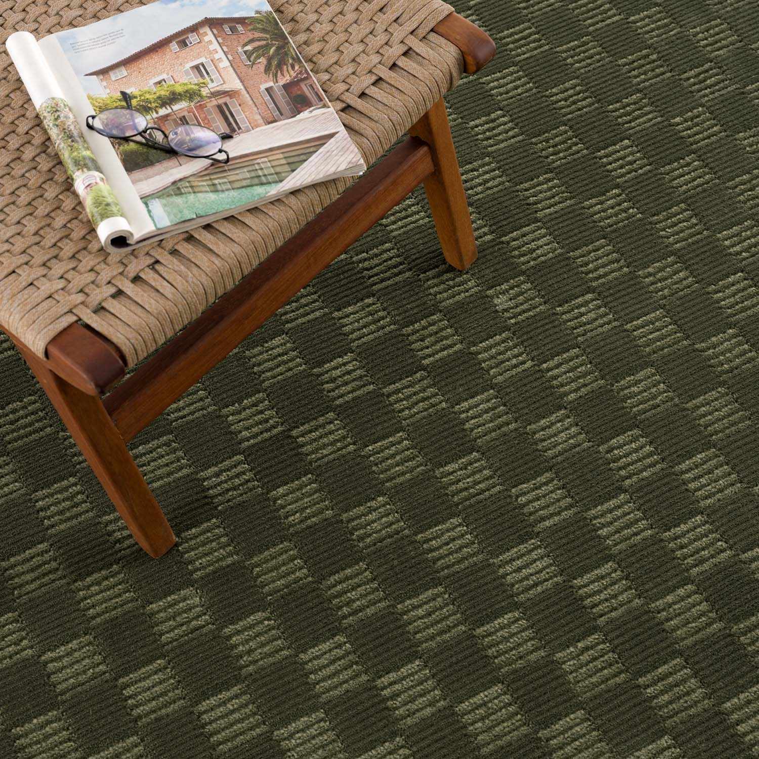 Truls 3D Checkered Washable Rug - Green by Boutique Rugs