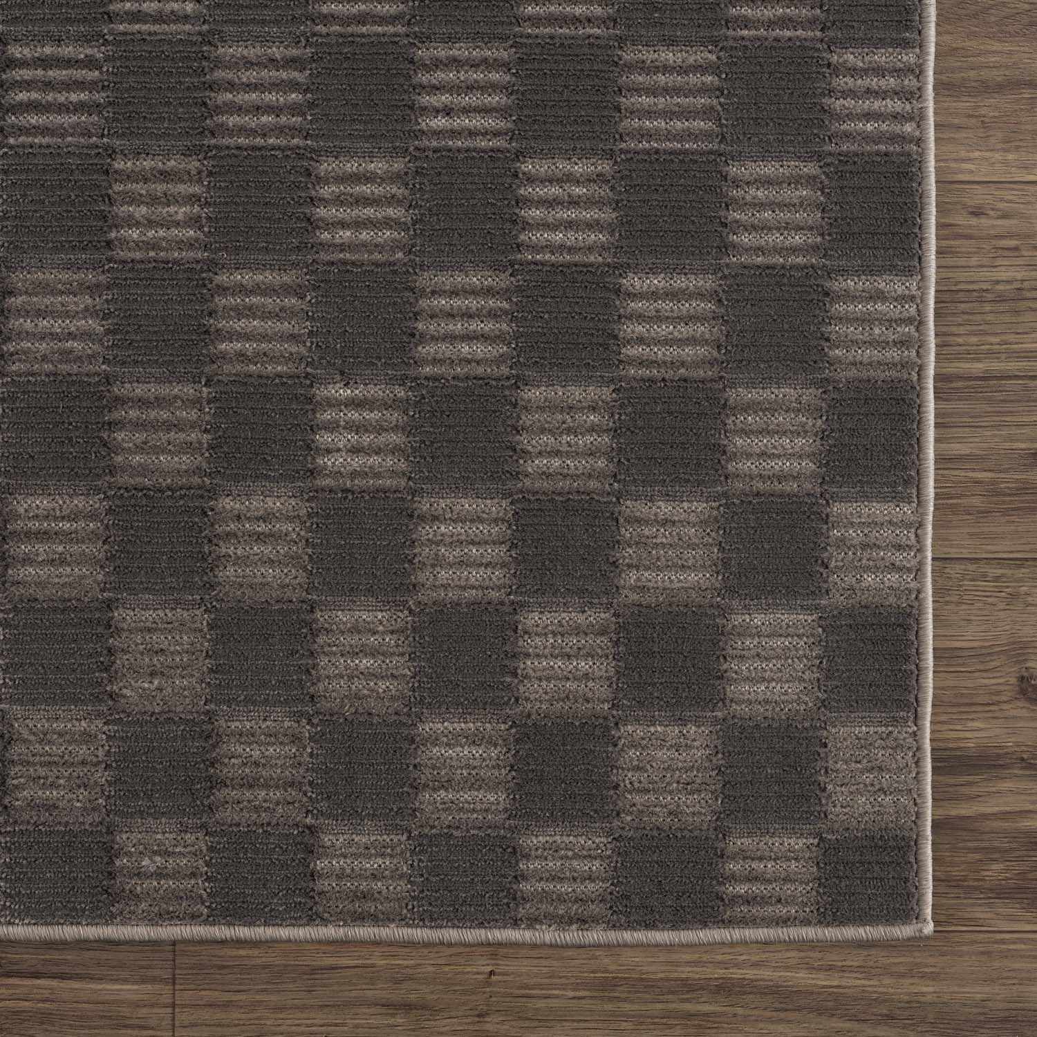 Truls 3D Checkered Washable Rug - Black by Boutique Rugs
