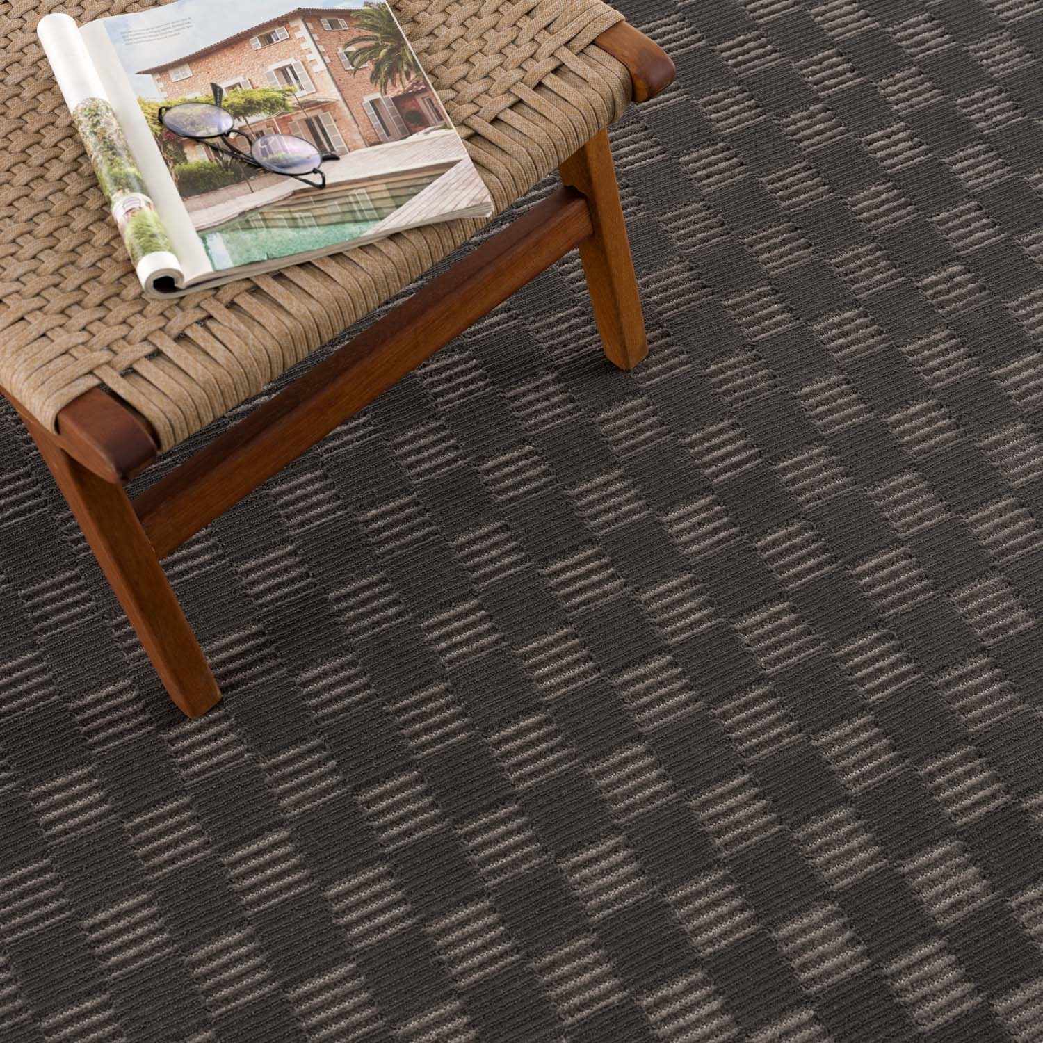 Truls 3D Checkered Washable Rug - Black by Boutique Rugs