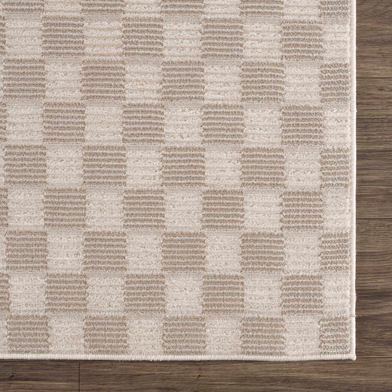 Truls 3D Checkered Washable Rug - Biscotti by Boutique Rugs