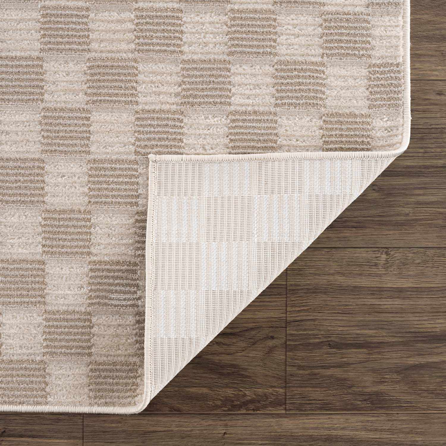 Truls 3D Checkered Washable Rug - Biscotti by Boutique Rugs