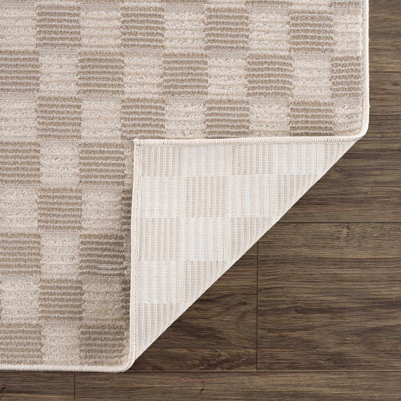 Truls 3D Checkered Washable Rug - Biscotti by Boutique Rugs