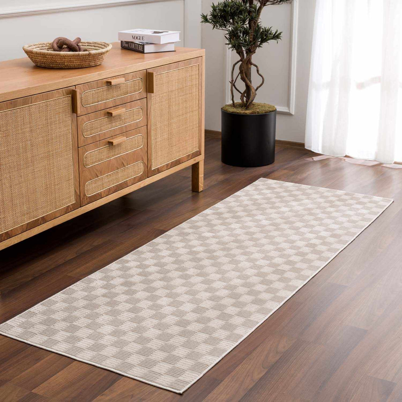 Truls 3D Checkered Washable Rug - Biscotti by Boutique Rugs