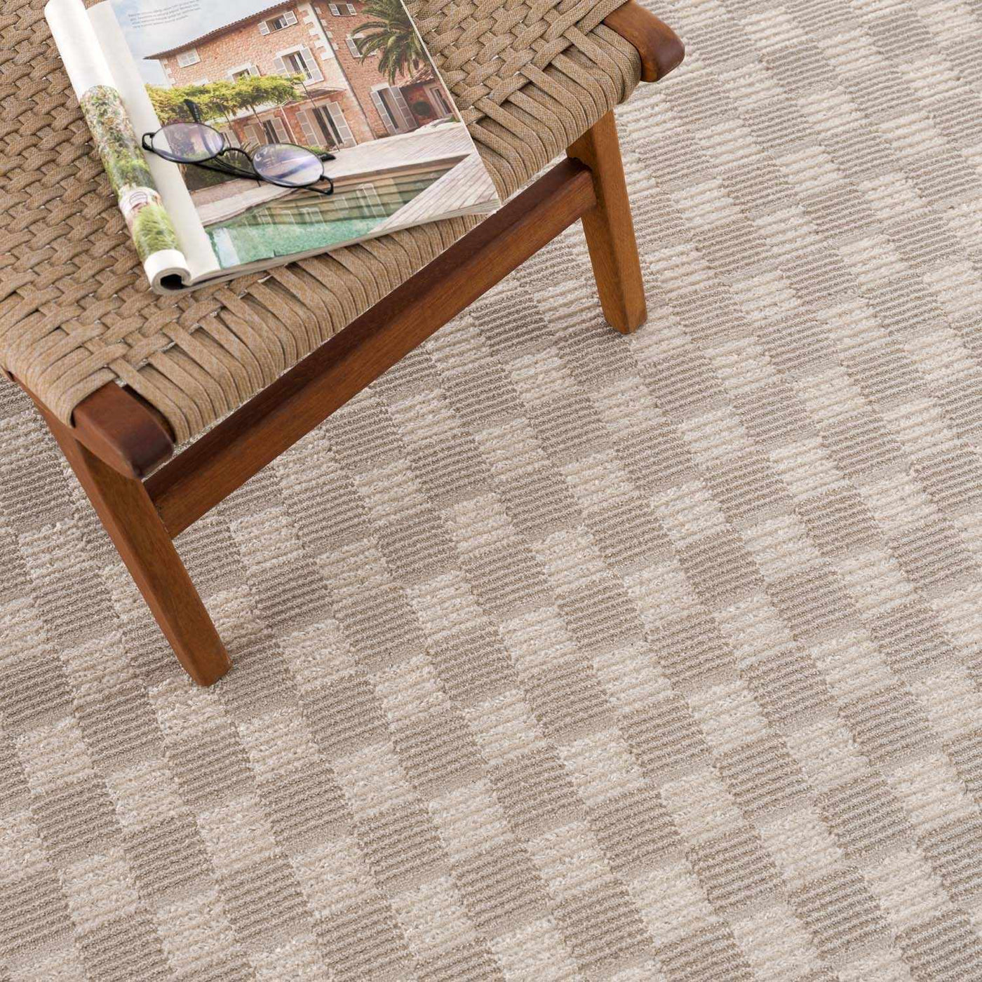 Truls 3D Checkered Washable Rug - Biscotti by Boutique Rugs