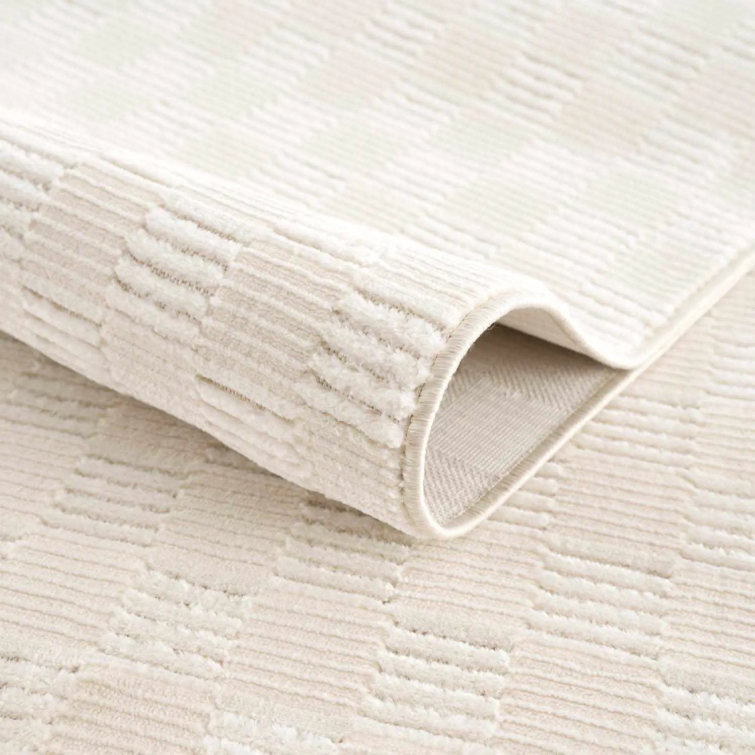 Truls 3D Checkered Washable Rug - Bone by Boutique Rugs