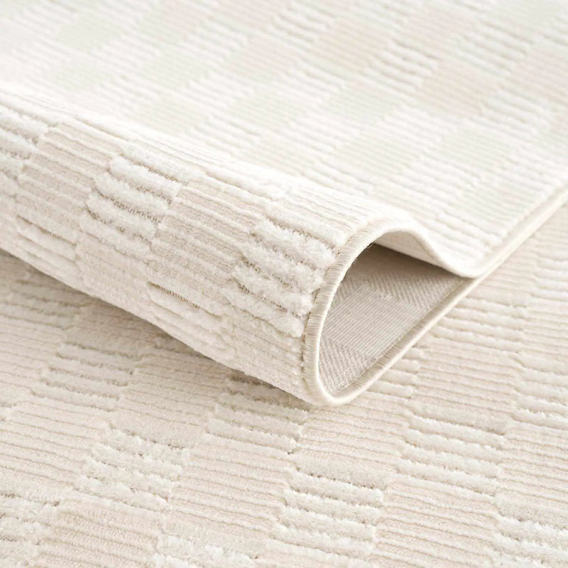 Truls 3D Checkered Washable Rug - Bone by Boutique Rugs