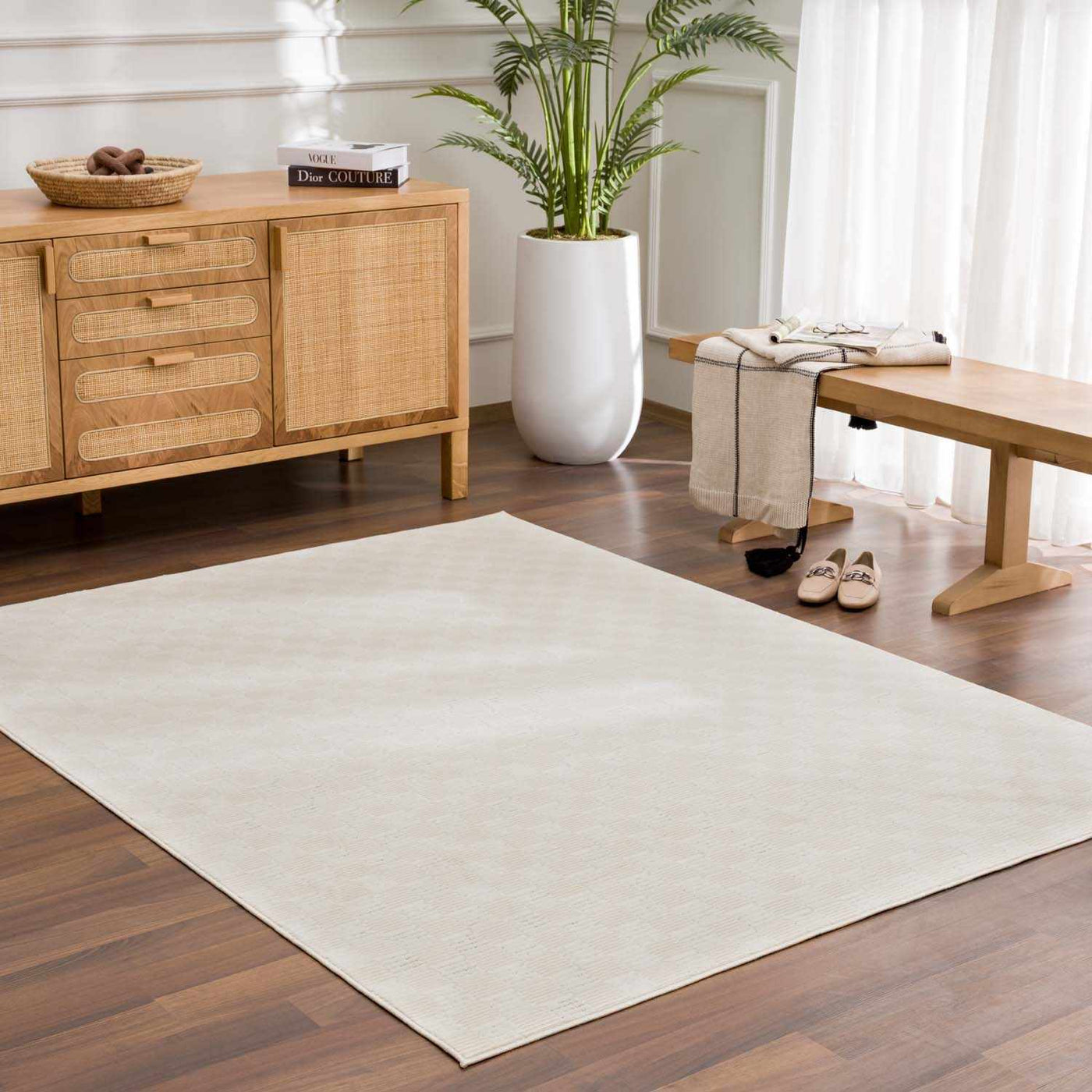 Truls 3D Checkered Washable Rug - Bone by Boutique Rugs