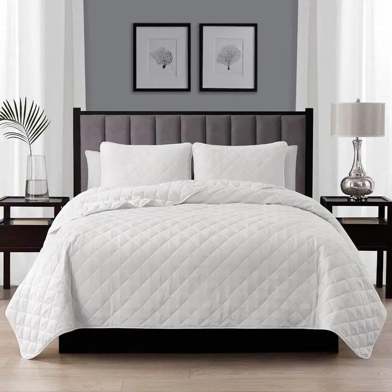Twin/Twin XL 2-Piece White Polyester Microfiber Diamond Quilted Quilt Set by HomePacific