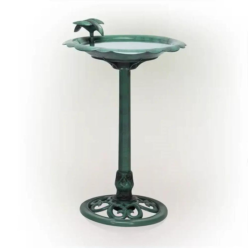 Outdoor Polypropylene Weather Resistant Bird Bath in Dark Green Finish by HomePacific