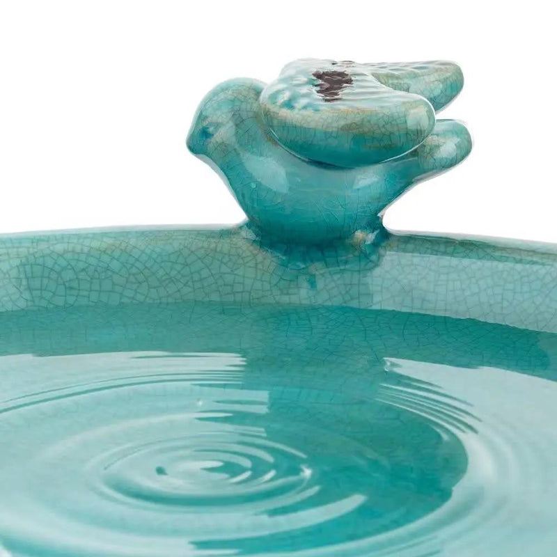 Outdoor Turquoise Blue Ceramic Birdbath by HomePacific