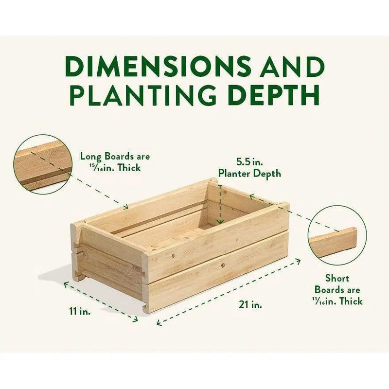 Natural Unfinished Cedar Wood Planter Box 21-inch x 11-inch - Made in USA by HomePacific