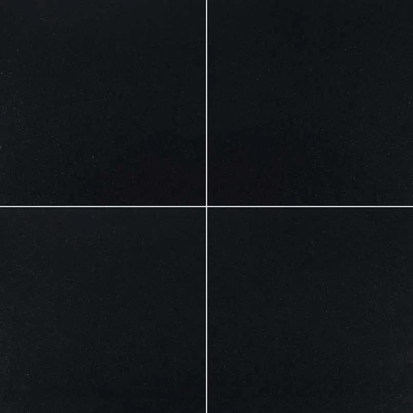 Premium Black Honed Granite Tiles 12x12 close up