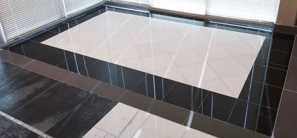 Premium Black Polished Granite Mosaics 1x2 in a finished room