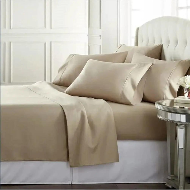 King size Taupe 100-Percent Egyptian Cotton 1000 Thread Count 4-Piece Sheet Set by HomePacific