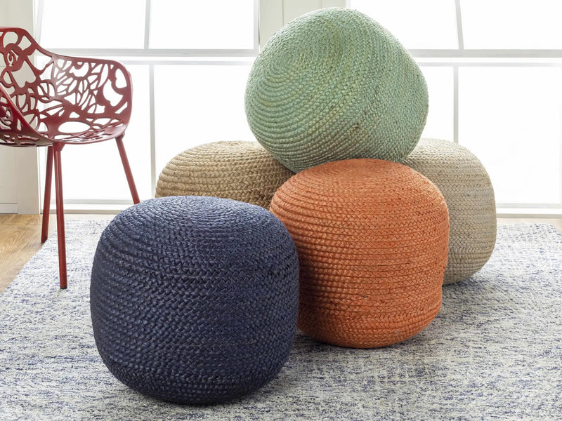 Kaumakani Knitted Jute Round Pouf by Boutique Rugs