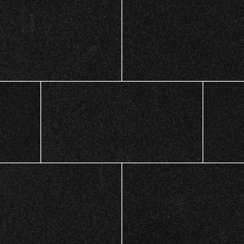 Premium Black Polished Granite Tiles 12x24 close up