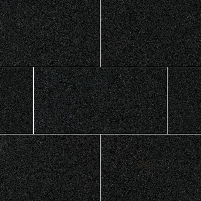 Premium Black Polished Granite Tiles 12x24 close up