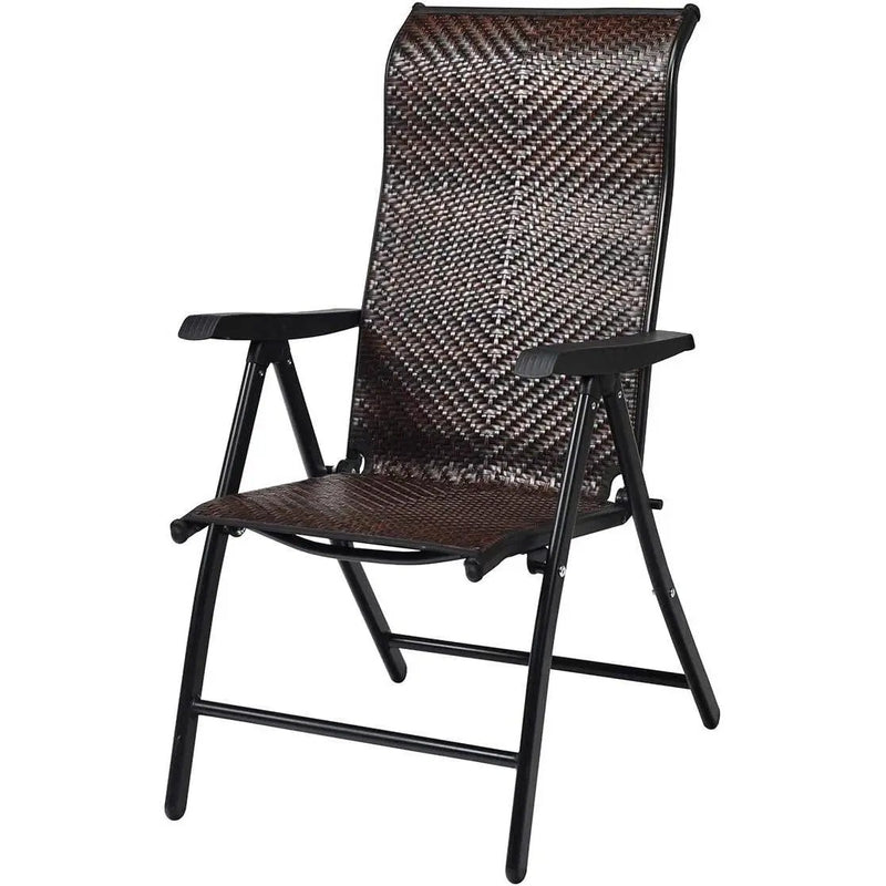 Outdoor/Indoor Folding Patio Chair with Brown Rattan Seat and High Back-Rest by HomePacific
