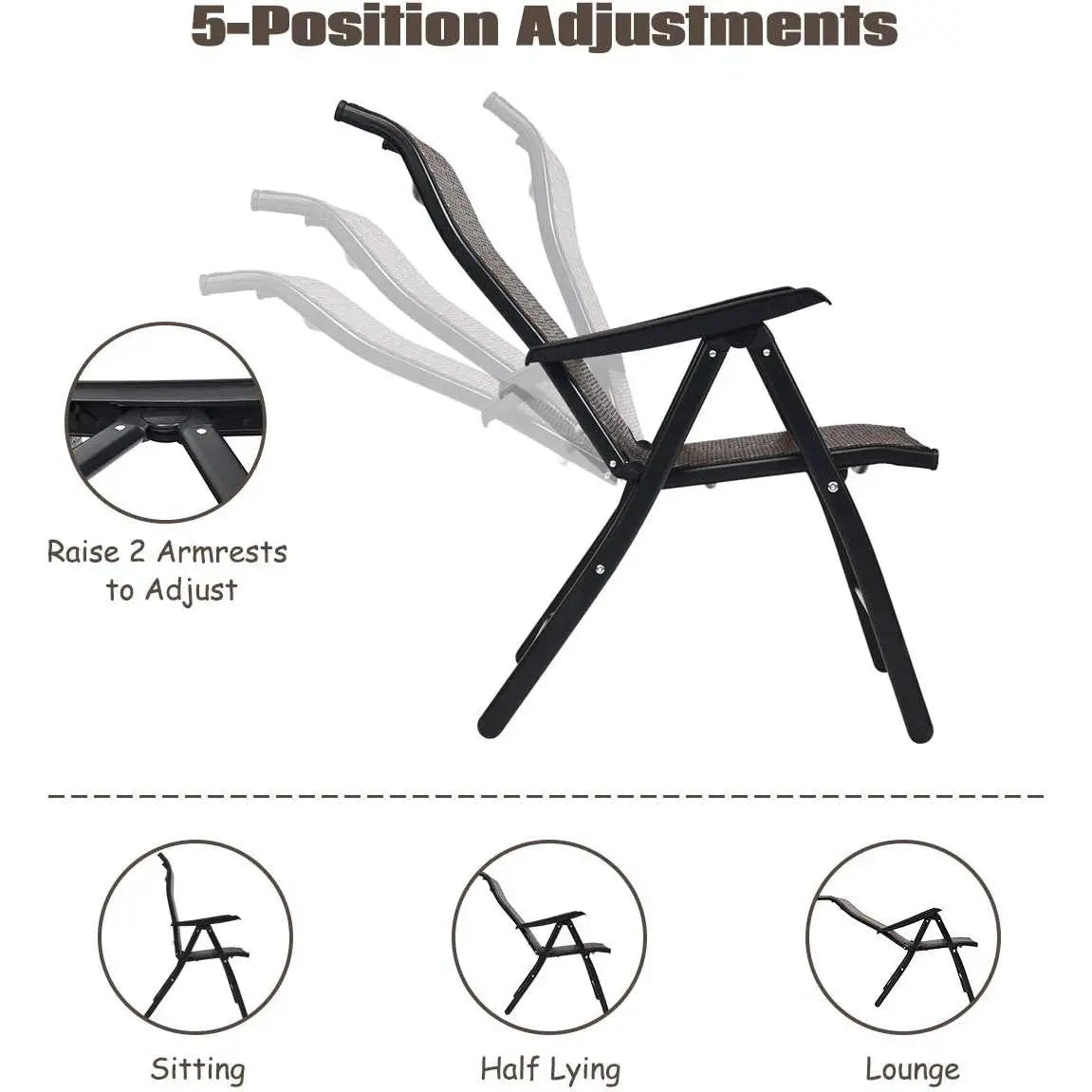 Outdoor/Indoor Folding Patio Chair with Brown Rattan Seat and High Back-Rest by HomePacific