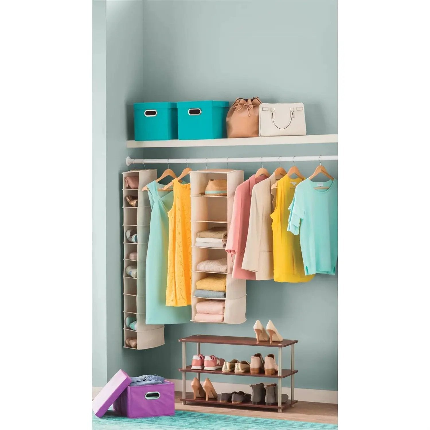 Dark Cherry 3-Shelf Modern Shoe Rack - Holds up to 12 Pair of Shoes by HomePacific