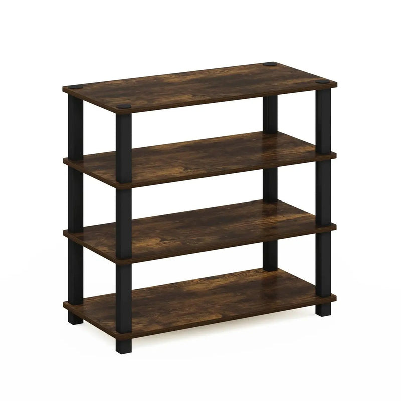 Stackable 4-Shelf Black Brown Wood Shoe Rack - Holds up to 12 Pair of Shoes by HomePacific