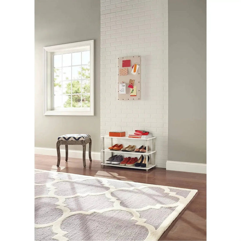 White 3-Shelf Modern Shoe Rack - Holds up to 12 Pair of Shoes by HomePacific