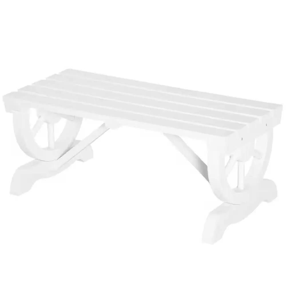 Outdoor Farmhouse Fir Wood 2-Person Garden Bench in White Finish by HomePacific