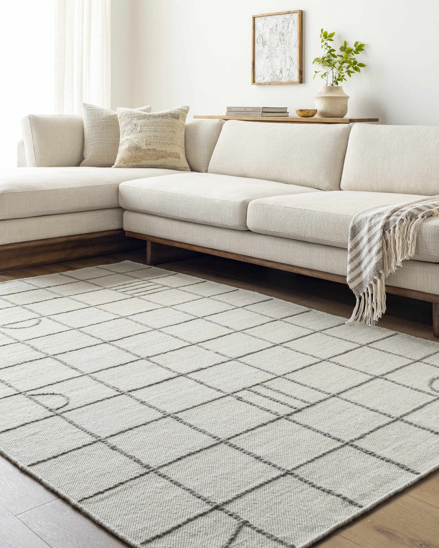 Tieve Black & White Grid Wool Rug - Clearance by Boutique Rugs