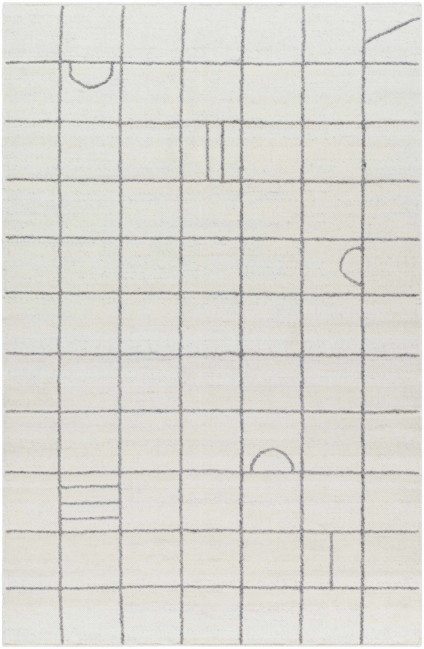 Tieve Black & White Grid Wool Rug - Clearance by Boutique Rugs