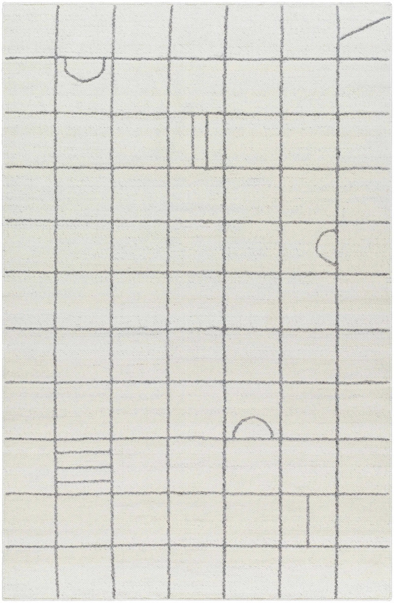 Tieve Black & White Grid Wool Rug - Clearance by Boutique Rugs