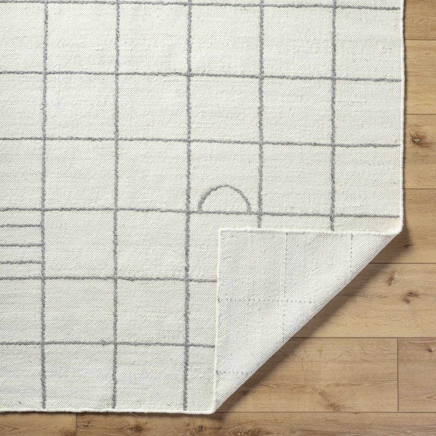 Tieve Black & White Grid Wool Rug - Clearance by Boutique Rugs