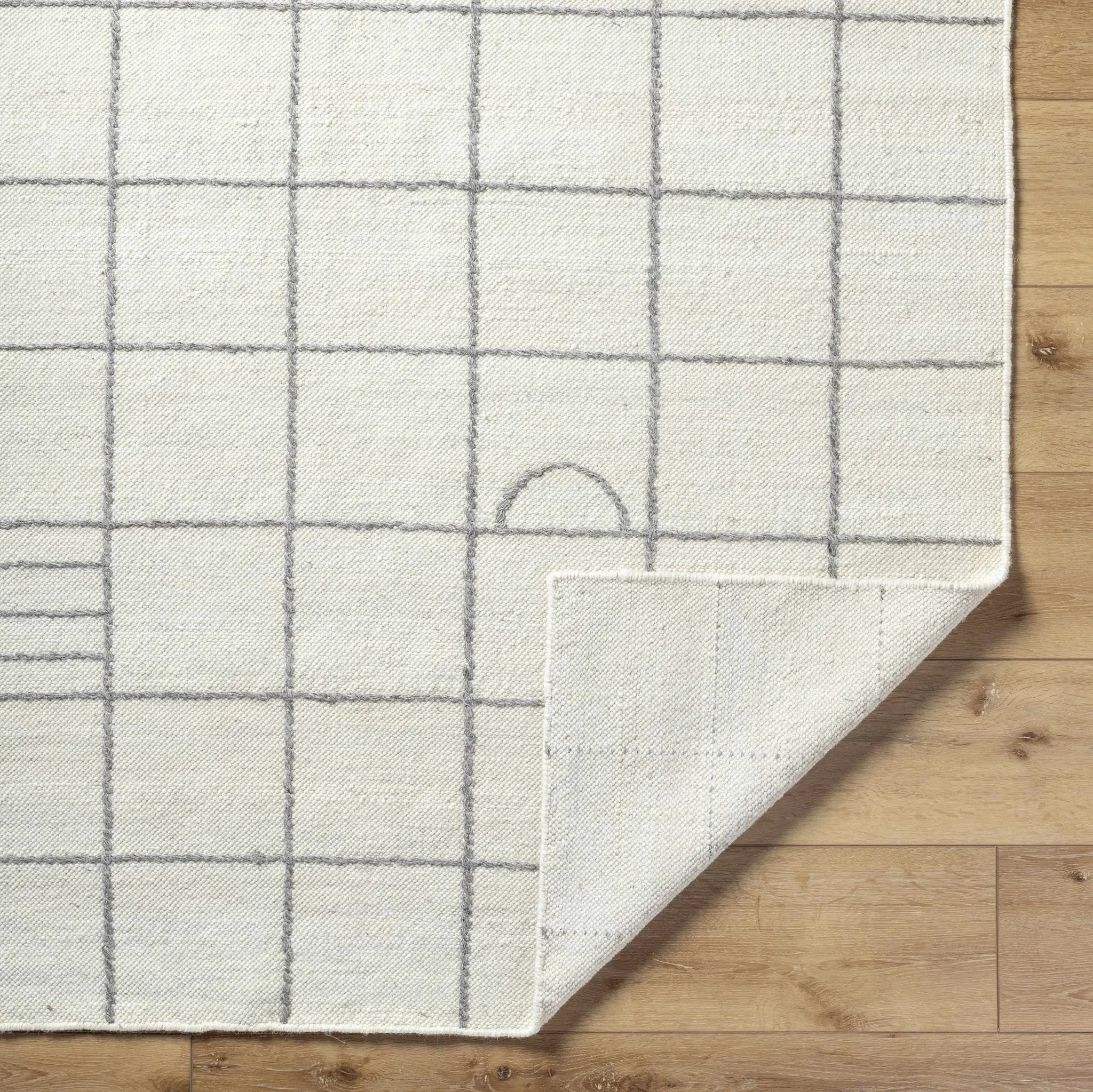 Tieve Black & White Grid Wool Rug - Clearance by Boutique Rugs