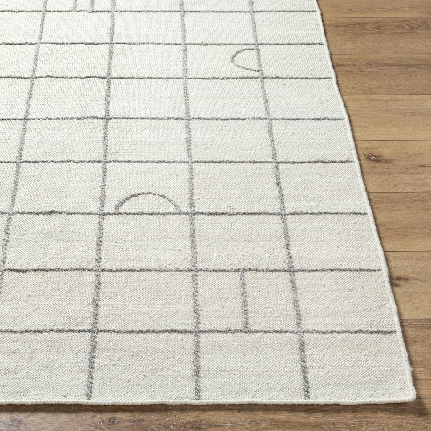 Tieve Black & White Grid Wool Rug - Clearance by Boutique Rugs